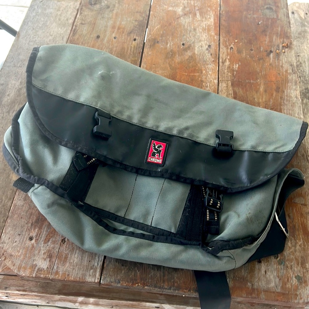 Chrome messenger bag. No tears or cracks.